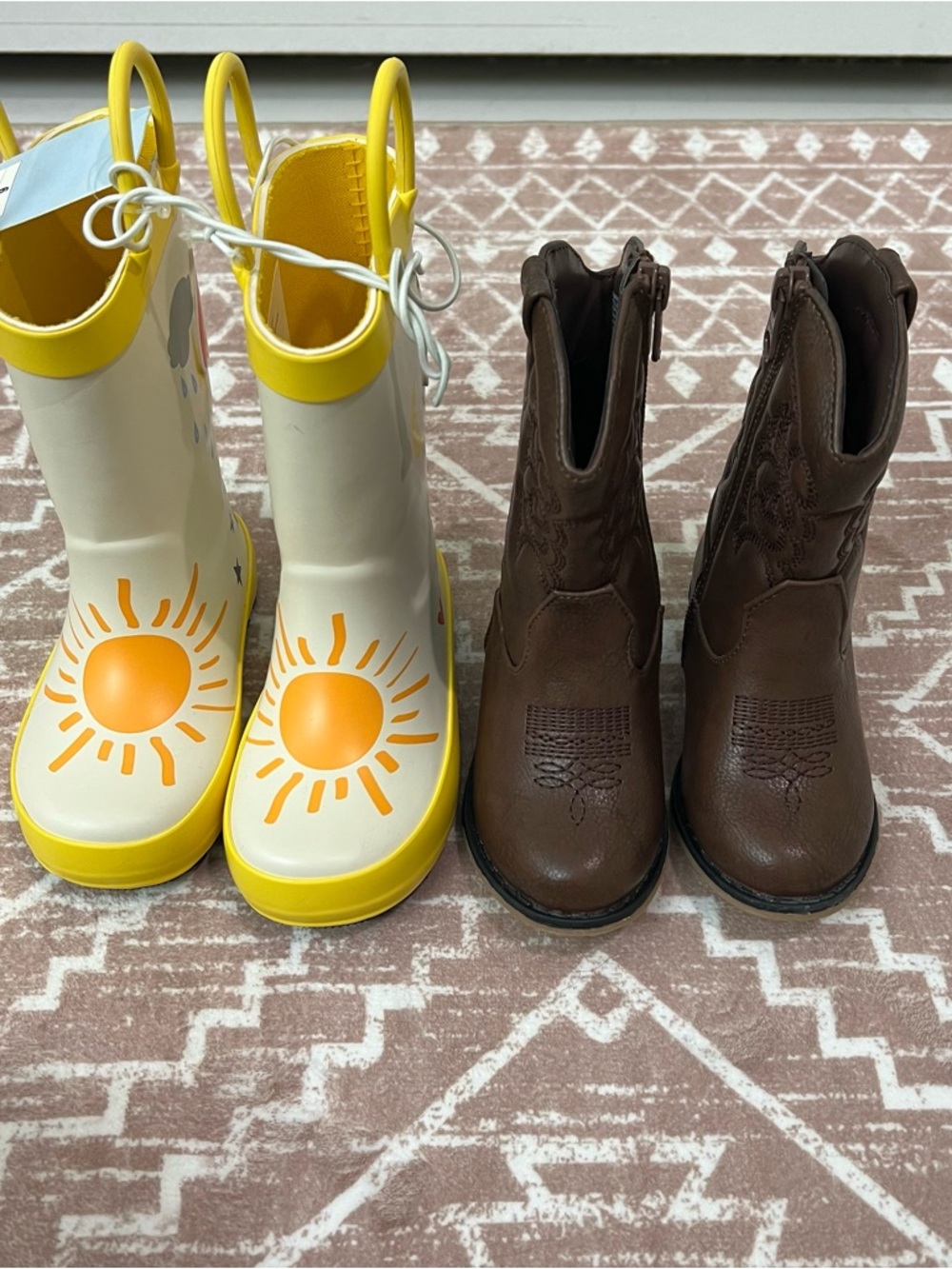 Cat & Jack toddler girl boot lot NEW Brown cowgirl Boots, rain boots